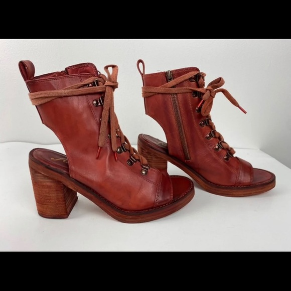 Free people red open toe boots - Picture 2 of 8